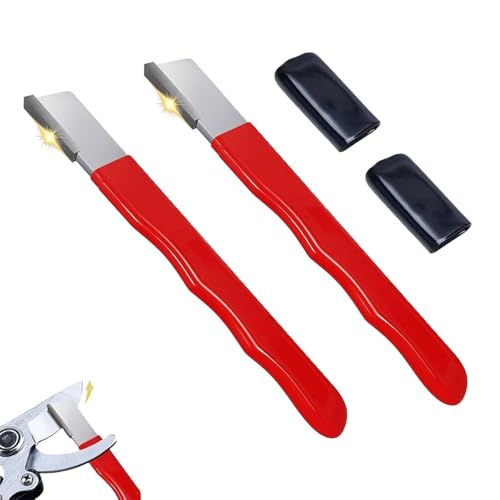 Outdoor Portable Dual-Purpose Whetstone, Immediatelk Multipurpose Garden Tool Blade Sharpener for Knife, Pocket Honer for Pruners, Loppers & Shears (Red 2 pcs)