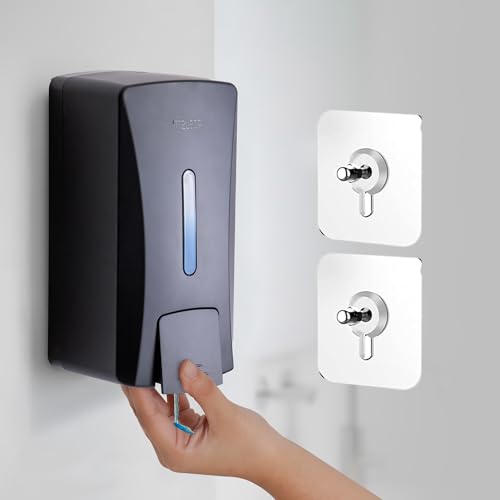 Image of Robustt Stylish Wall Mounted Liquid Soap Dispenser 1L (Black, Pack of 5) - with Adhesive Hooks | Easy Installation for Bathroom & Kitchen - Durable ABS Material, Sleek Design