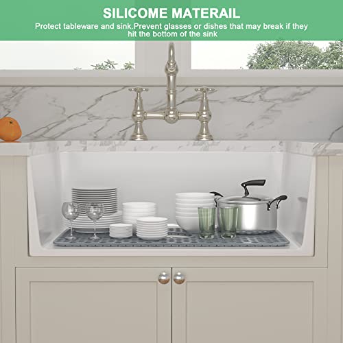 Silicone Sink Protector- Sarlai 25"X13" Center Drain Kitchen Sink Mats Grid Accessory Folding Non-Slip Sink Mat For Bottom Of Ceramic Porcelain Sink (Grey) #TOP5