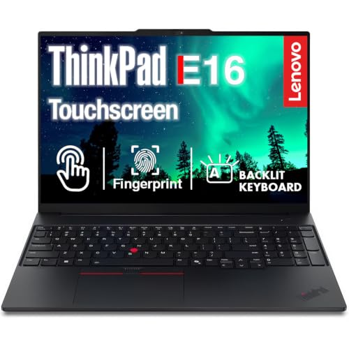 Image of Lenovo ThinkPad E16, 16 inch Touchscreen, AMD Ryzen 5 230, 64GB DDR5, 1TB SSD, Business AI PC Laptop, Backlit KB, Fingerprint, 5MP RGB Webcam, Windows 11 Pro