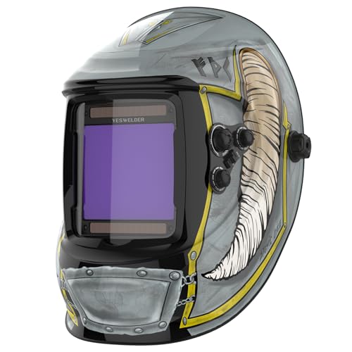 YESWELDER Masque Soudure Vraie Couleur Grande vue 10X9cm Casque Soudure Automatique Solar Power/Pile remplaçable, 4 Capteur Premium Grandes ombres 4/5-9/9-13...