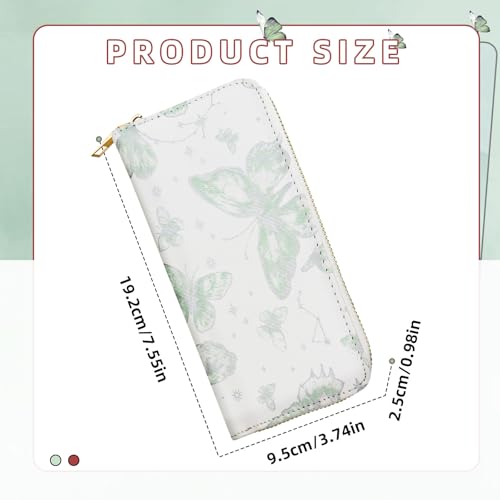 Womens Wallet, PU Leather Ladies Wallet Credit Card Holder for Women, Butterfly Pattern Girls Wallet with Zipper for Bank Cards, Credit Cards, Receipts, Cash (green)2