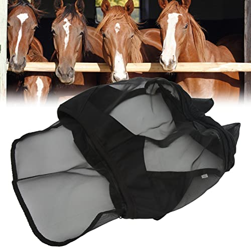 Alaaner Capa protetora de rosto de cavalo preta transparente com zíper removível e respirável