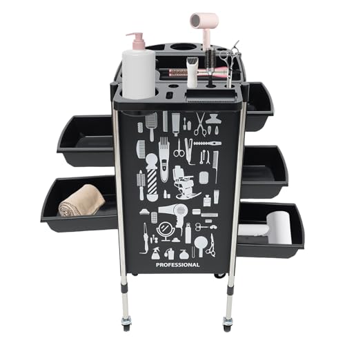 Carrito de peluquería de 6 niveles, capacidad de 100 kg, ruedas silenciosas y bandejas extraíbles para almacenamiento móvil, ideal para salones de belleza, uso doméstico y aseo de mascotas