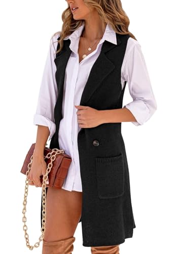 Image of IDEALSANXUN Womens Long Sweater Vest Fall Winter Sleeveless Knit Cardigan Outerwear