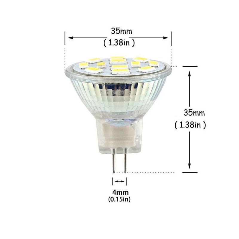 Lampadina 2 Pezzi,lampadine LED 3W MR11. Sostituzione alogena 12v, Base bi Pin GU4. Bianco Tenue 3000 K, Lampadina Base in Ceramica per Soggiorno Camera da Letto(Luce Bianca), Lampadina 2 Pezzi