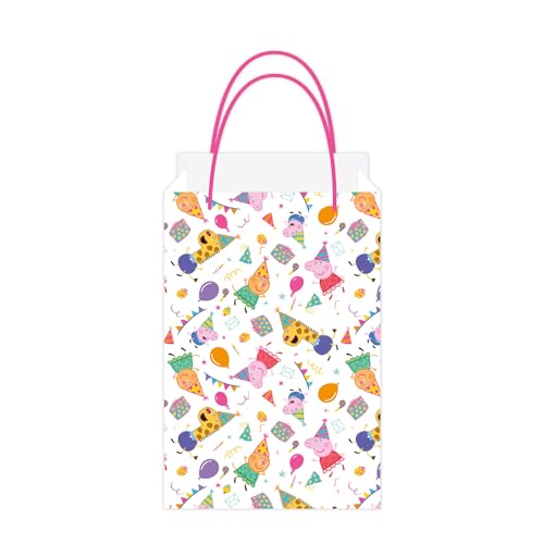 Amscan 9918343 - Sacos de papel para festa de aniversário de Peppa Pig para crianças, embalagem de 8