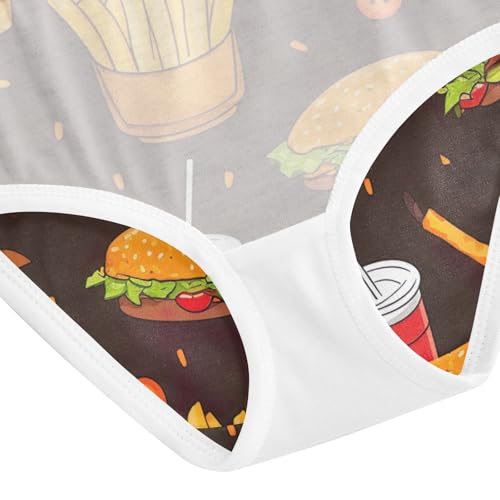 Toddler Panties, Cartoon Fast Food Brown Cotton Underwear for Girls, 2–8 Years4