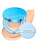 SKINTIFIC Velvet Matte Cushion Foundation Blue #02 Ivory| Full Coverage,12H Oil Control,Ideal for Oily & Combination Skin,Waterproof,Long-Lasting, Lightweight, Hydrating,Transfer-Proof