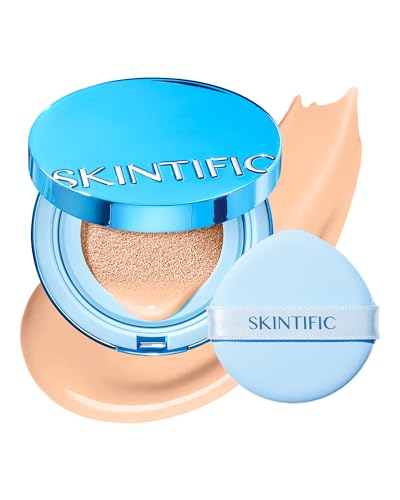 Catálogo de Bases los 5 más buscados. 48 SKINTIFIC Base Cushion Velvet Matte, Polvo Ultra Cover Azul, control de grasa por 12 horas, ligera, de larga duración, resistente al agua, maquillaje coreano en cushion (02 Ivory)