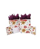 2 pack 10.6” Medium Gift Bag Set with Greeting Card and Tissue Paper (Flowers and Butterfly gift tag