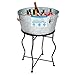 BirdRock Home Galvanized Beverage Tub with Stand - Bottle Opener - Party Drink Holder - Wooden Handles - Outdoor or Indoor Use - Free Standing