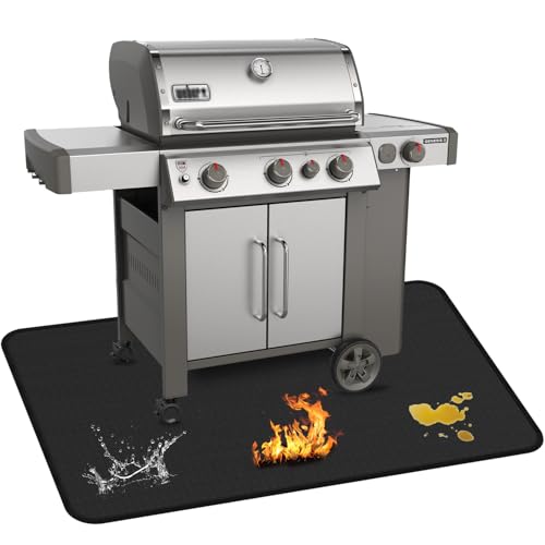 GRIBUDDY Large 75 x 40 inch Under Grill Mats for Outdoor Grill, Double-Sided Fireproof Deck Patio Protector Mat, Waterproof Oil-Proof BBQ Floor Pad Indoor Fire Pit Fireplace Mat