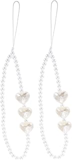 UKCOCO 2 Peças Cordão De Telefone Pérola Cordão De Aperto De Telefone Alça De Pescoço Cordão De Cordão De Telefone Frisado Cordão De Telefone Celular Anti-Derrapante Charme De Telefone