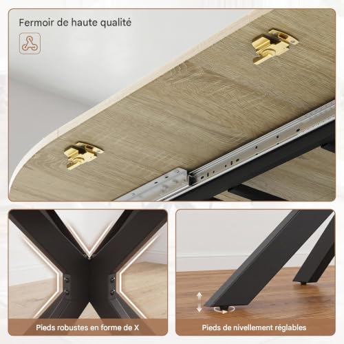 Table Ronde Extensible 110-150 cm Pied X, APICIZON