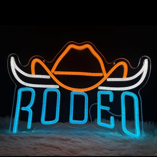 Image of Texas Neon Sign Cowboy Light Signs for Wall Decor LED RODEO Lights up Signs for Man Cave Bar Pub Bedroom Neon Western Signs Gift for Men Boys Birthday Wall Art