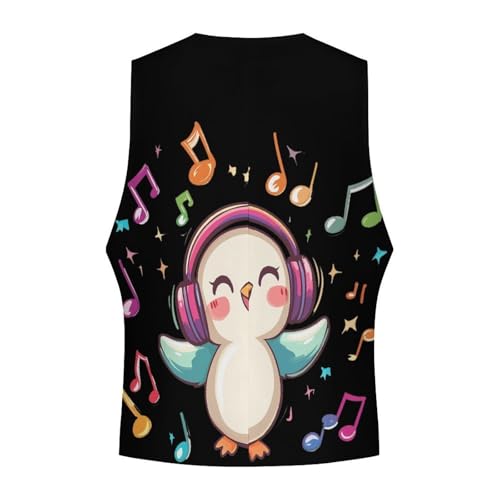 Duck Loves Music Casual Suit Vest for Men Formal Business Dress Regular Fit Waistcoat Tuxedo4