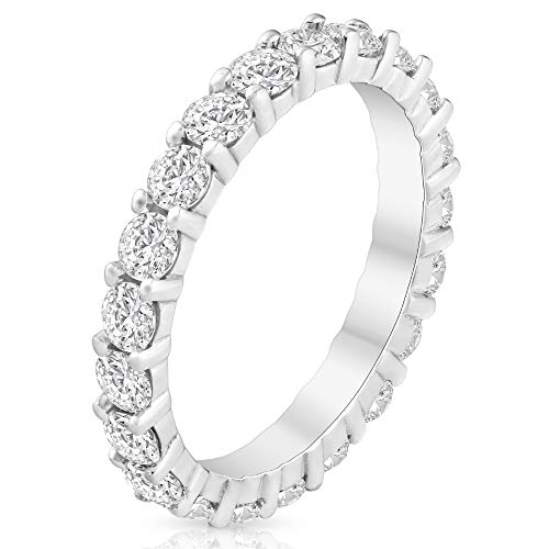 P3 POMPEII3 Diamond Eternity Ring 2 Carat Womens Stackable Wedding Band 14K White Gold