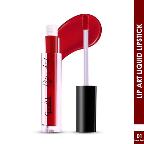 Image of Glam21 Lip Art Non-Transfer Matte Liquid Lipstick | Lightweight, Long-Lasting | Waterproof & Smudge-Proof Lip Colour | Intense Pigment | 3gm -Burnt Red-01
