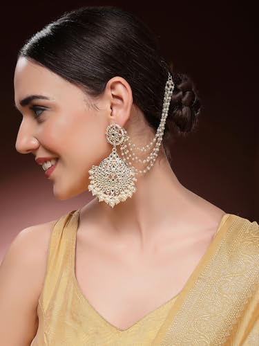 Image of Shining Diva Fashion Stylish Pearl Chain Traditional Jhumki Set Earrings for Women