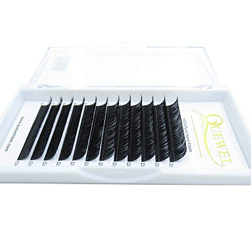 QuewelEyelash Extension Supplies Thickness 0.07 Curl C Length 12mm Soft Eyelash Extensions (0.07-C, 12mm)