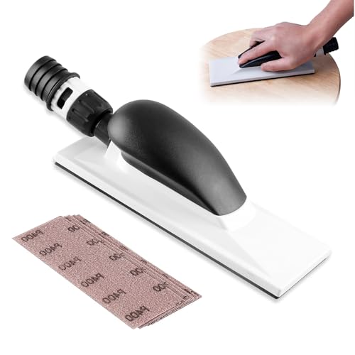 mizikuu Lijadora Manual con Aspiración, 198 x 70 mm Bloque de Esponja de Lijado Sin Polvo Incluye 5 Tiras de Lijado de Malla Granos P80 P120 P180 P240 P320 P400 51 Agujeros para Madera Masilla Pintura