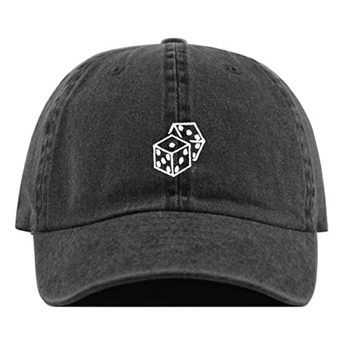 Gambling Dice Embroidered Dad Cap, Cotton, Adjustable, Black