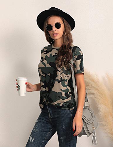 image for BMJL Women's Casual Cute Shirts Leopard Print Tops Basic Summer Short 