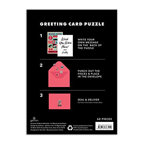 Galison Good Luck Greeting Card Puzzle, 60 Pieces – A Greeting Card And Jigsaw Puzzle Combined – Features Colorful Artwork By Berlin Michelle, Includes Envelope & Sticker Seal #TOP2