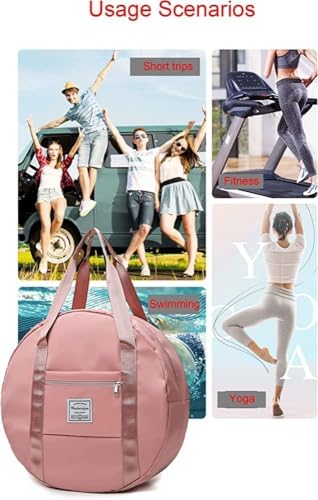 Image of Barebeauty Round Shape Duffle Travelling Bag | Large Capacity Foldable Shoulder Bag with Zipper Pocket | Lightweight Handbag for Shopping, Gym, Travel & Daily Use