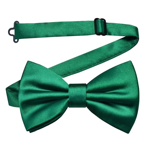Branduce Emerald Green Bow Tie for Men Pre-tied Adjustable Silk Blend Bowties for Wedding Party (BB05-21)