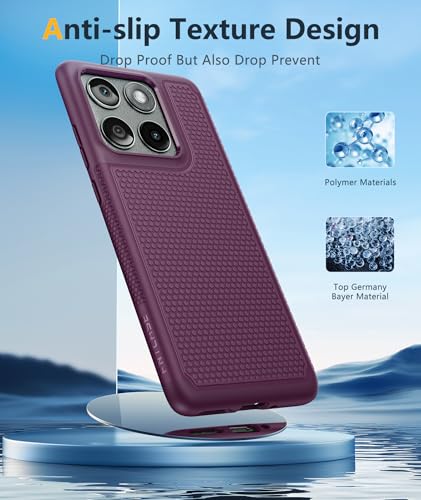 Image of FNTCASE for Motorola Edge 2025 Case: Dual Layer Protective Lightweight Duty Cell Phone Cover Shockproof Rugged with Non Slip Textured Back - Military Protection Bumper Tough - 6.7inch (Burgundy)