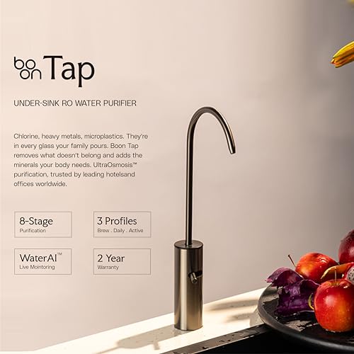 Image of Boon Tap RO Under-The-Counter Water Purifier | UltraOsmosis Filtration | WaterAI App (iF Design Award 2026) | 360 Swivel Tap (Black Matte) | 8L Storage | 2-Year Warranty