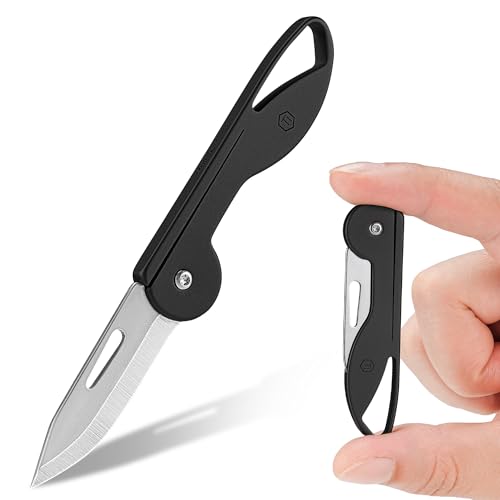 Image of KeyUnity KK05M Titanium Mini Pocket Knife, 1.73-Inch Blade, Black | Lightweight EDC gear for everyday carry, camping, hiking, fishing and other outdoor activities