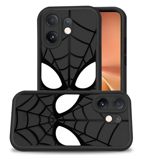 Image of AESTMO Back Case Cover for Vivo V60 / V60E / T4 Pro 5G Cover | Spidey Face Mask Design | Silicone Case | Full Body Protection | Camera Protection Back Cover for Vivo V60 / V60E / T4 Pro 5G (Black)