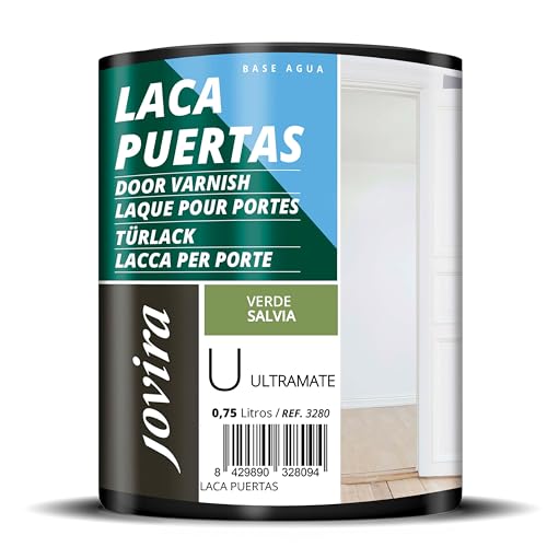 JOVIRA PINTURAS Esmalte Laca Puertas al Agua 750ML Alto Brillo, Renueva y decora las puertas y muebles de madera (750 Mililitros, Blanco)