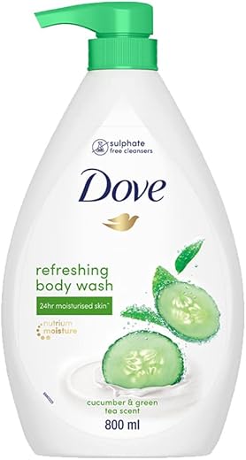 Dove Refreshing Body Wash, with Cucumber & Green Tea Scent, for Soft, 24hr Moisturised Skin, 800ml