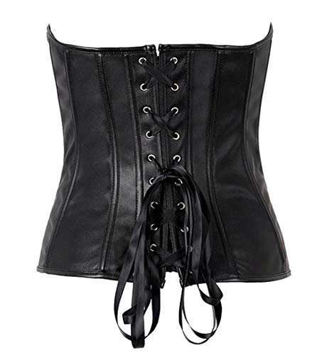 Josamogre Leder Korsett Top Damen Corsage Reißverschluss Dessous Erotik Sexy – Bild 4