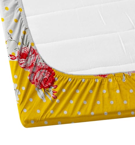 Image of DECORUM Glace Cotton All Around Elastic Fitted Single Bedsheet (72 inchx48 inch) with 1 Pillow Cover | Soft, Smooth & Wrinkle-Free Fabric | Fits Up to 6 inch Mattress | 200-220 TC