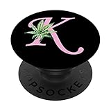 Pot Leaf Marijuana Pink Monogram Letter K PopSockets PopGrip: Swappable Grip for Phones & Tablets