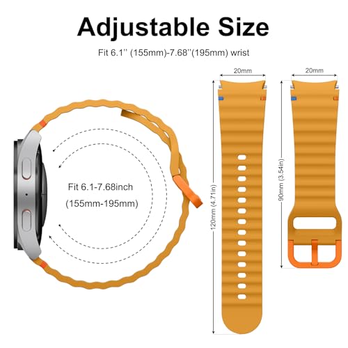 Image of Tobfit Silicone Bands for Samsung Galaxy Watch 7 Strap 40mm 44mm Women Men, 20mm Adjustable Sports Replacement Strap for Galaxy Watch 7 /FE /6 /6 Classic /5 /5 Pro /4 /4 Classic