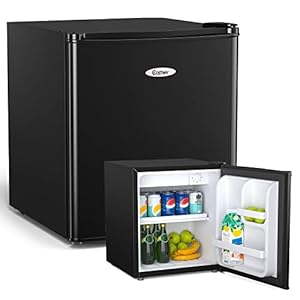 COSTWAY 46 l mini-koelkast, flessenkoelkast, drankkoelkast met vriesvak, verwisselbare deuraanslag, 7 temperatuurstanden instelbaar, hoogte 49 cm (zwart)
