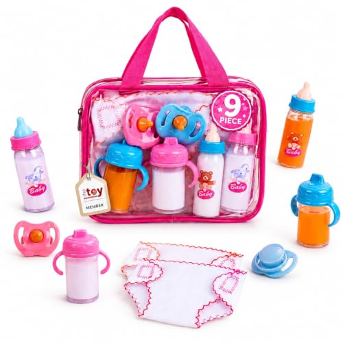 BABESIDE 9 Pcs Baby Doll Accessories with Storage Bag for 12-15 Inch Dolls, Image 1 BABESIDE 9 Pcs Baby Doll Accessories with Storage Bag for 12-15 Inch Dolls, Image 1