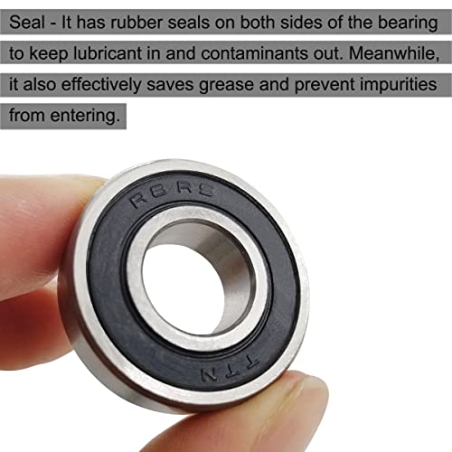 Image of 10 PCS R8-2RS Double Rubber Sealed Roller Ball Bearing 1 /2 Inch Bore 1 /2 x 1-1 /8 x 5 /16 Inch ABEC3 Precision Bearing for Electric Motor, Wheels, Home Appliances, Garden Machinery