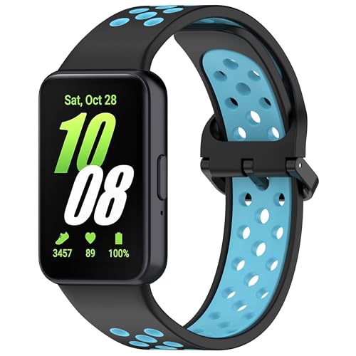 CZhkg Deportes Correa de Repuesto para Galaxy Fit 3 (SM-R390) Strap, Silicona Correa de Reloj Ajustable Wristband Correa Pulsera Brazalete Armband para Galaxy Fit 3 (SM-R390) (azul negro)