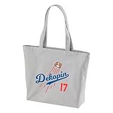 [いろどりTシャツアイシー] デコピントートバッグ 大谷選手 移籍記念 ドジャース (ライトグレー, L)