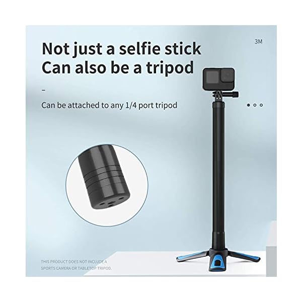 TELESIN Ultra Langer Extendable Carbon Selfie-Stick für GoPro Hero 10/9/8/7 Action 2，300 cm Lightweight Extendable… – Bild 5