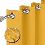 funky gadgets Blackout Curtains for Bedroom 54 Inch Drop Thermal Insulated Eyelet Curtains & Drapes Black Out Curtain for Kitchen, Living Room 2 Panels (46x54 Inch Ochre)