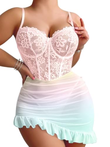 Image of Foxiny Underwire Lace Ruched Bodycon Lingerie Dress Kit