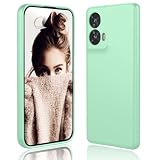 DESSEN Cover per Motorola Moto G35 5G - Liquido Silicone Custodia Antiurto Protezione Case Sottile e Morbida TPU Bumper con Fodera Microfibra Antigraffio, Verde Chiaro